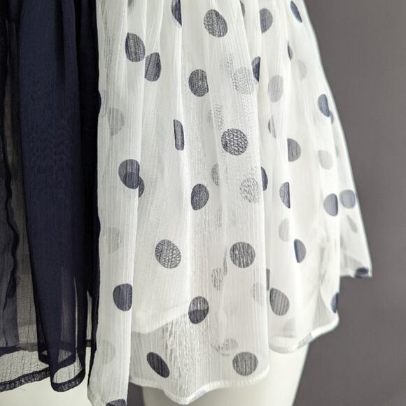 Girl from Saroy Polkadot Chiffon Blouse Cami Top White & Navy Sz 2 - Picture 3 of 7